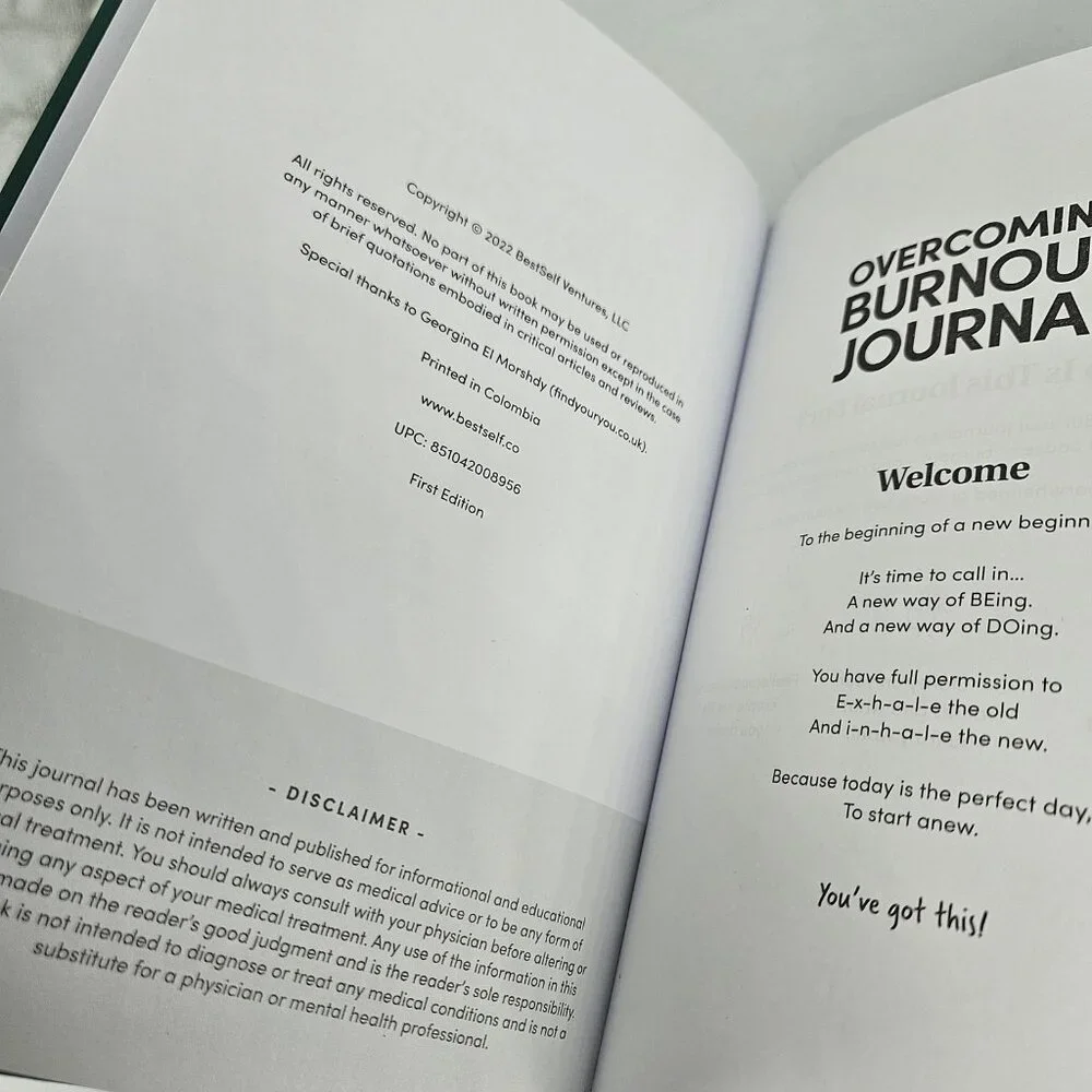 Overcoming Burnout Journal BestSelf 4 Week Guided Wellness Hardcover Book Diary